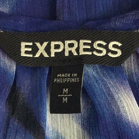 Express Black and Cobalt Tie Dye Chiffon Dress - Picture 12 of 13